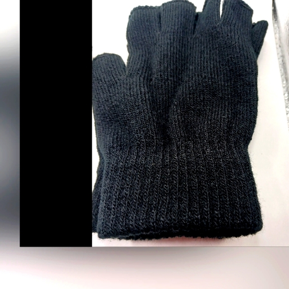 Fingerless Black Cotton Gloves Unisex 2 Pairs -New - Picture 5 of 8